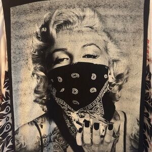 Marilyn Monroe Black and White Graphic Bandana Print Up Cycled Tee